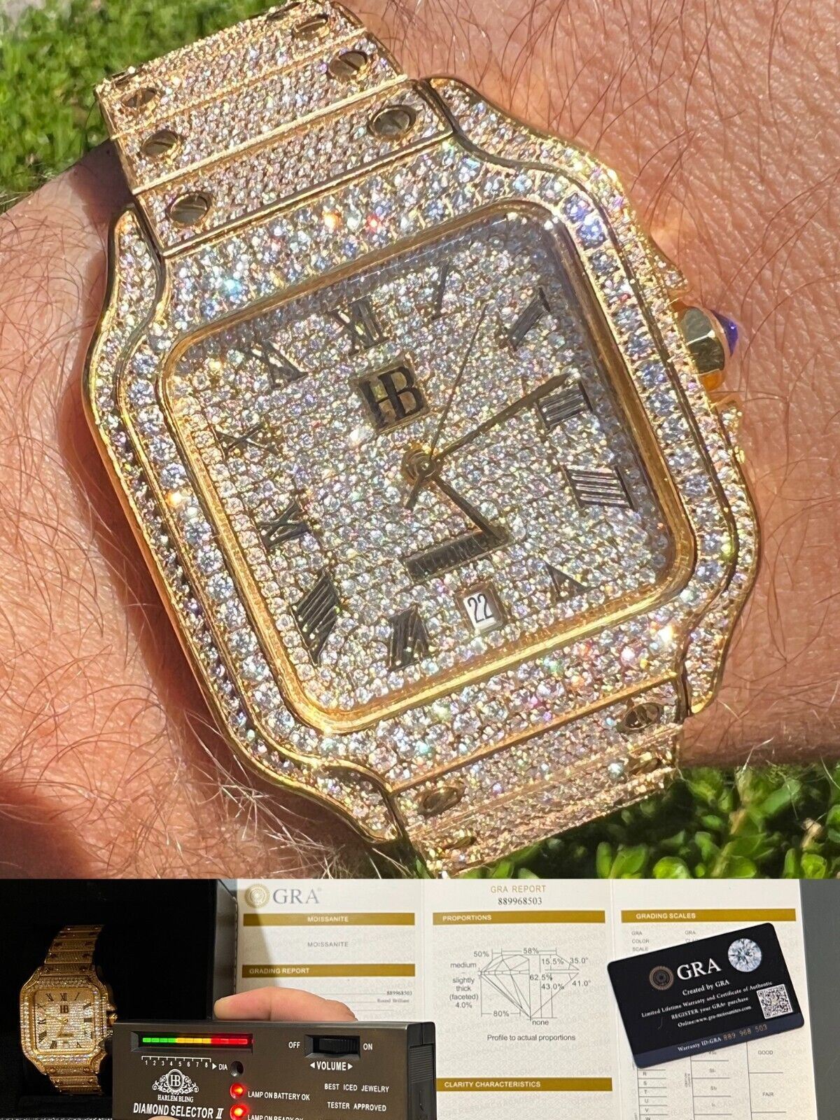 Eternal Elegance: 16ct VVS Moissanite Men's Gold Watch
